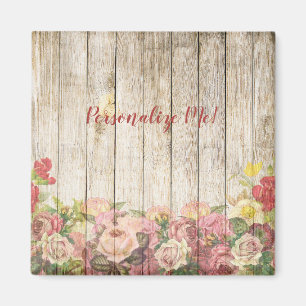 Rustic Wooden Fence Flower Garden Personalised Magnet