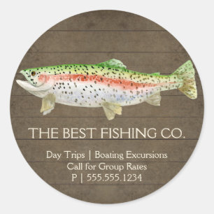 Rustic Wooden Fishing Guide Lake Charter Boat Classic Round Sticker