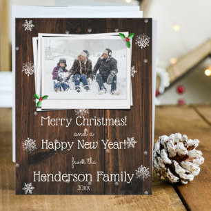 Rustic Wooden Flat Holiday Photo Card