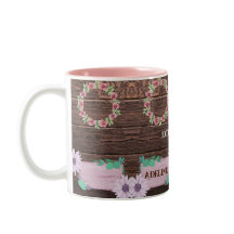 Rustic wooden floral Mug for wedding gift