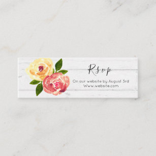 rustic wooden floral RVSP wedding website card