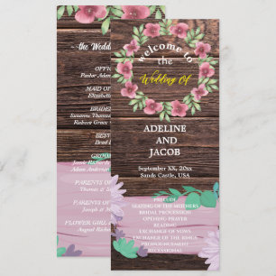Rustic Wooden floral Script Wedding program