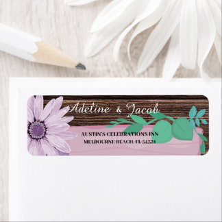 Rustic Wooden Floral Wedding address Return Address Label