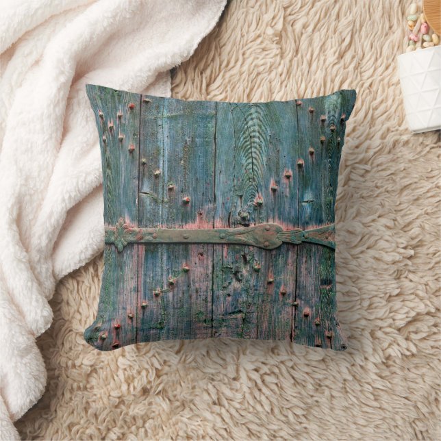 Rustic wooden gate and iron in blue cushion (Blanket)