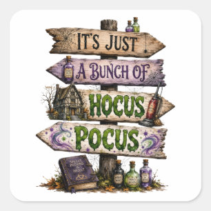 Rustic Wooden Halloween Sign Square Sticker