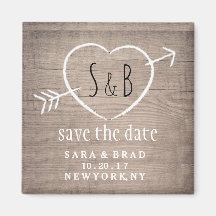Rustic Wooden Heart Elegant SAVE THE DATE Magnet