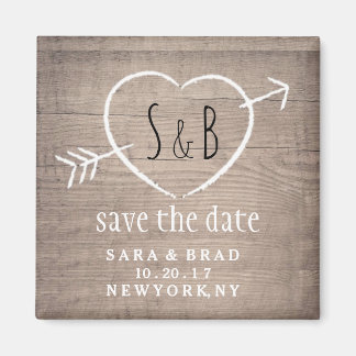 Rustic Wooden Heart Elegant SAVE THE DATE Magnet