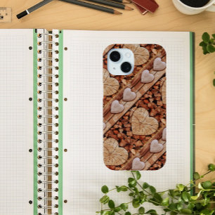 Rustic Wooden Hearts iPhone 15 Case