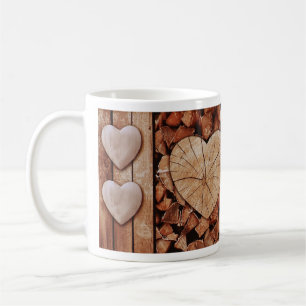 Rustic Wooden Hearts Coffee Mug