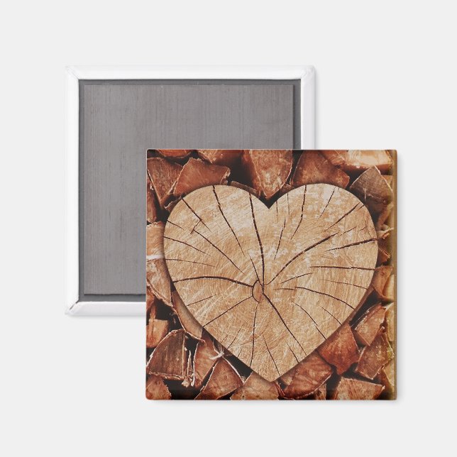 Rustic Wooden Hearts Magnet (Front/Back)