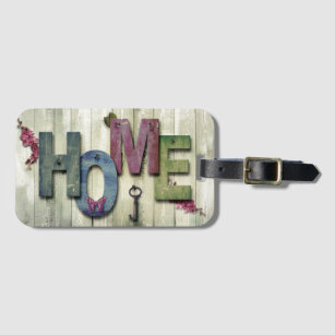 Rustic Wooden Home and Key Luggage Tag