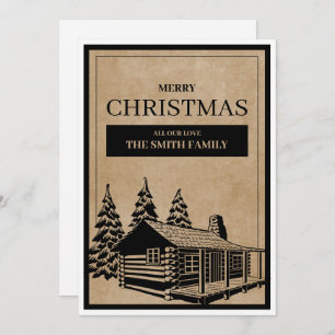Rustic Wooden House Merry Christmas Holiday Card