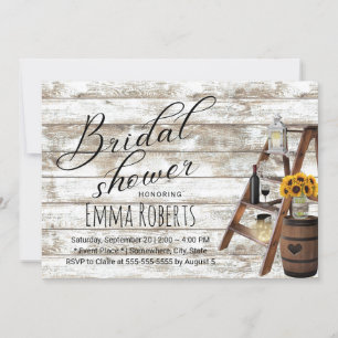 Rustic Wooden Ladder Sunflower Jar Bridal Shower Invitation