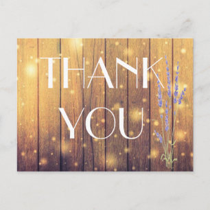 Rustic Wooden Light Lavender Thank You Postcard