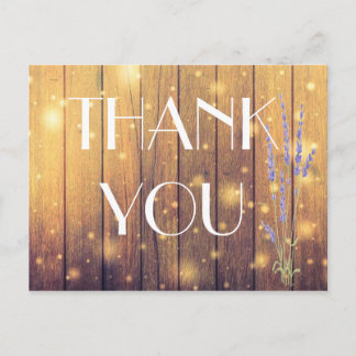 Rustic Wooden Light Lavender Thank You Postcard