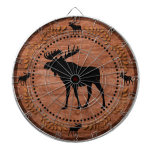 Rustic wooden moose circle dart board