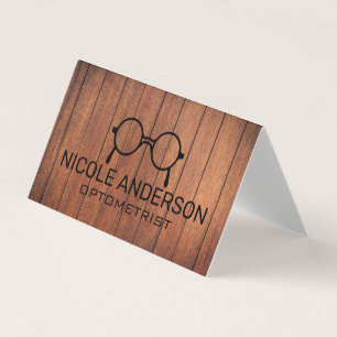  Rustic Wooden Optometrist Eye Glasses  Business Card
