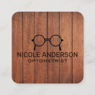  Rustic Wooden Optometrist Eye Glasses  Square Business Card
