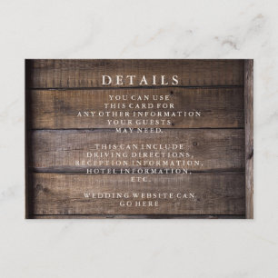 Rustic Wooden Pallet Wedding Details Enclosure Card