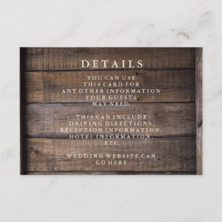 Rustic Wooden Pallet Wedding Details Enclosure Card