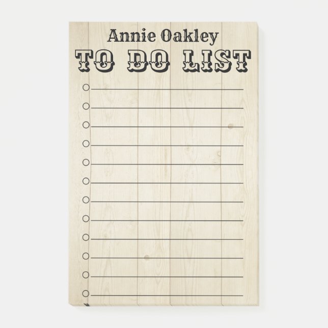 Rustic Wooden Personalised To Do List Post-It Note (Front)