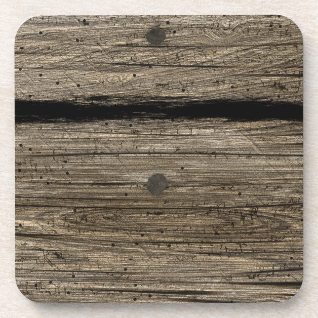 Rustic Wooden Plank Cork Coaster (Front)