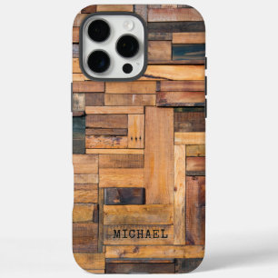 Rustic Wooden Planks Timber Personalised Name iPhone 16 Pro Max Case