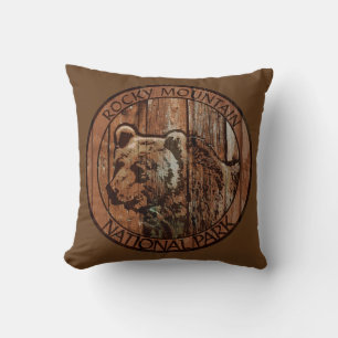 Rustic wooden Rocky Mountain National Park pillow