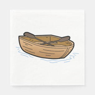 Rustic Wooden Rowboat on Water Napkin