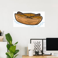 Rustic Wooden Rowboat on Water