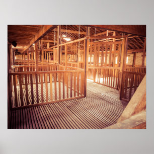 Rustic Wooden Shearing Shed Interior Poster