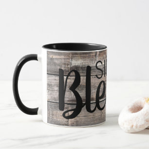 rustic wooden SIMPLY BLESSED Mug