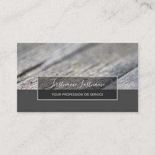 Rustic wooden surface grey rectangle stripes business card