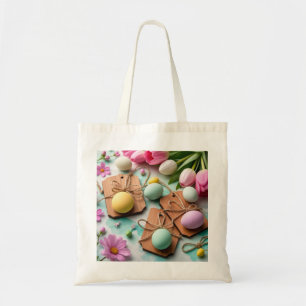 Rustic wooden tags with painted Easter eggs Tote Bag