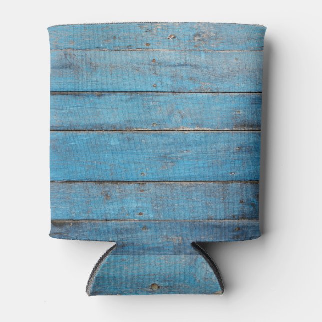 Rustic Wooden Wall: Aged Texture. Can Cooler (Front)