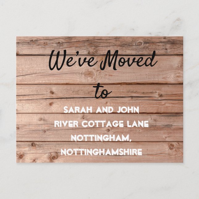 Rustic Wooden We’ve Moved New Home Announcement (Front)