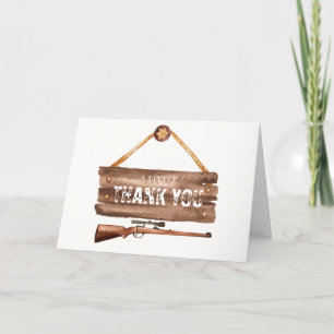 Rustic Wooden Western Cowboy Gun Baby Shower  Thank You Card