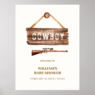 Rustic Wooden Wild Cowboy Gun Baby Shower Welcome Poster