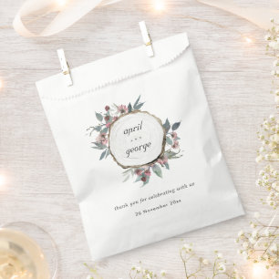 Rustic Wooden Wild Pink Eucalyptus Floral Wedding Favour Bag