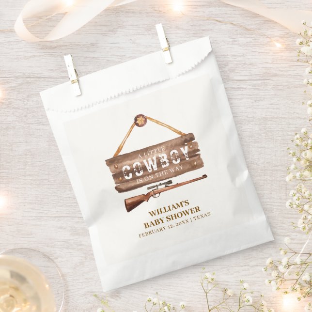 Rustic Wooden Wild West Cowboy Gun Baby Shower  Favour Bag (Clipped)