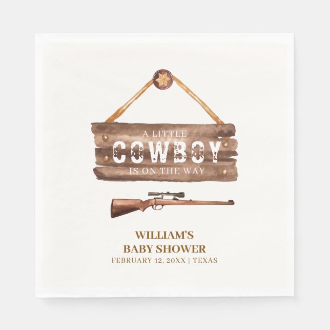 Rustic Wooden Wild West Cowboy Gun Baby Shower  Napkin (Front)