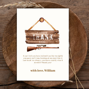 Rustic Wooden Wild West Cowboy Gun Baby Shower  Thank You Card