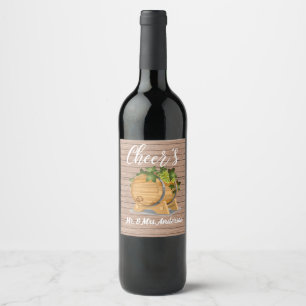 Rustic Wooden Wine Barrel  Wine Label