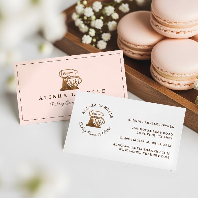 Rustic Woodgrain Style Bakery Stand Mixer Logo Business Card (Rustic Woodgrain Style Bakery Stand Mixer Logo Business Card)