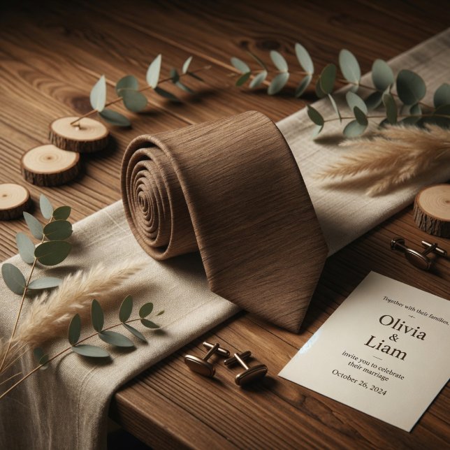 Rustic Woodgrain Walnut Brown Luxury Tie (Creator Uploaded)