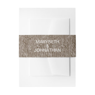 Rustic Woodgrain Wedding Invitation Belly Band