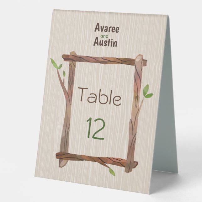 Rustic Woodgrain Wedding Table Number (Front)