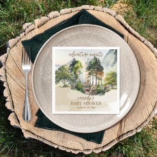 Rustic Woodland Adventure Awaits Boy Baby Shower Napkin