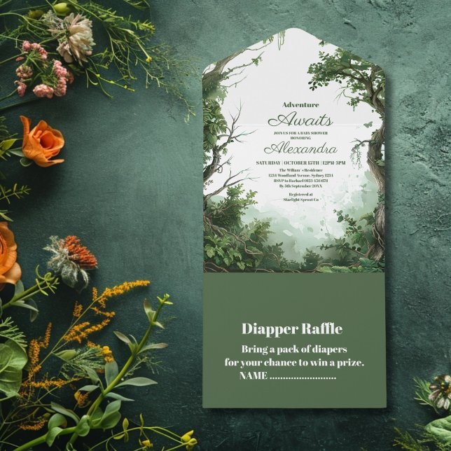 Rustic Woodland Adventure Baby Shower All In One Invitation (Creator Uploaded)