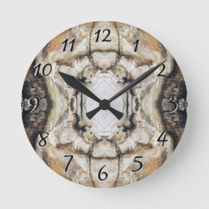 Rustic Woodland All Natural Tree Bark Theme Round Clock